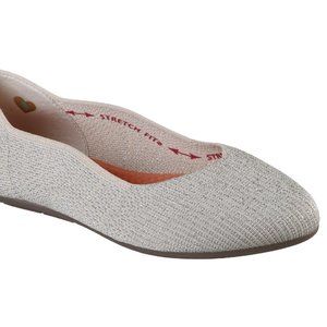 skechers cleo knit flats cream with sparkly detail memory foam sole